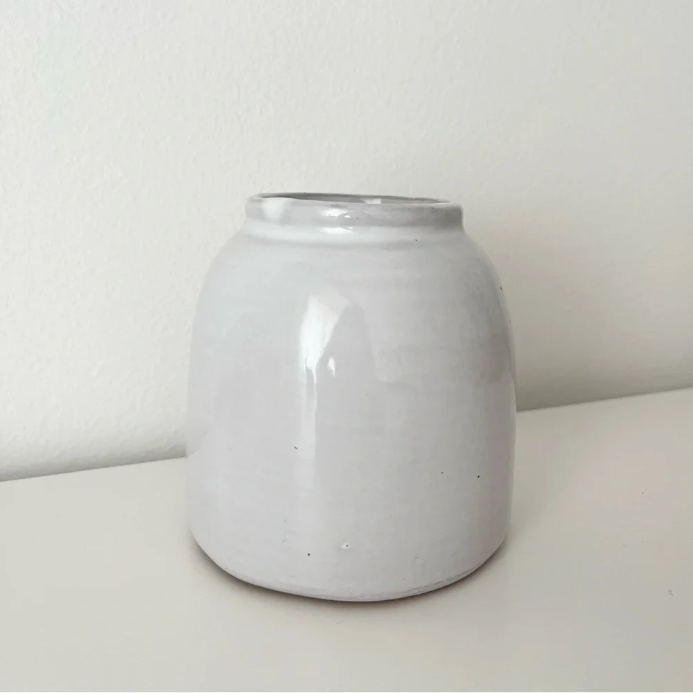 Handmade Pottery Ceramic Vase Gray Round Rustic Country from Brooklyn NYC's Leif